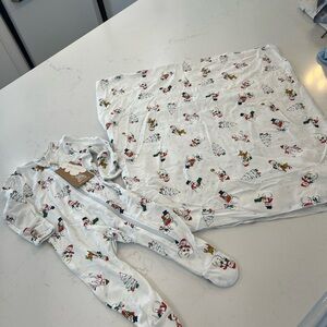 Angel Dear Holiday Print Kids One Piece and Blanket Set